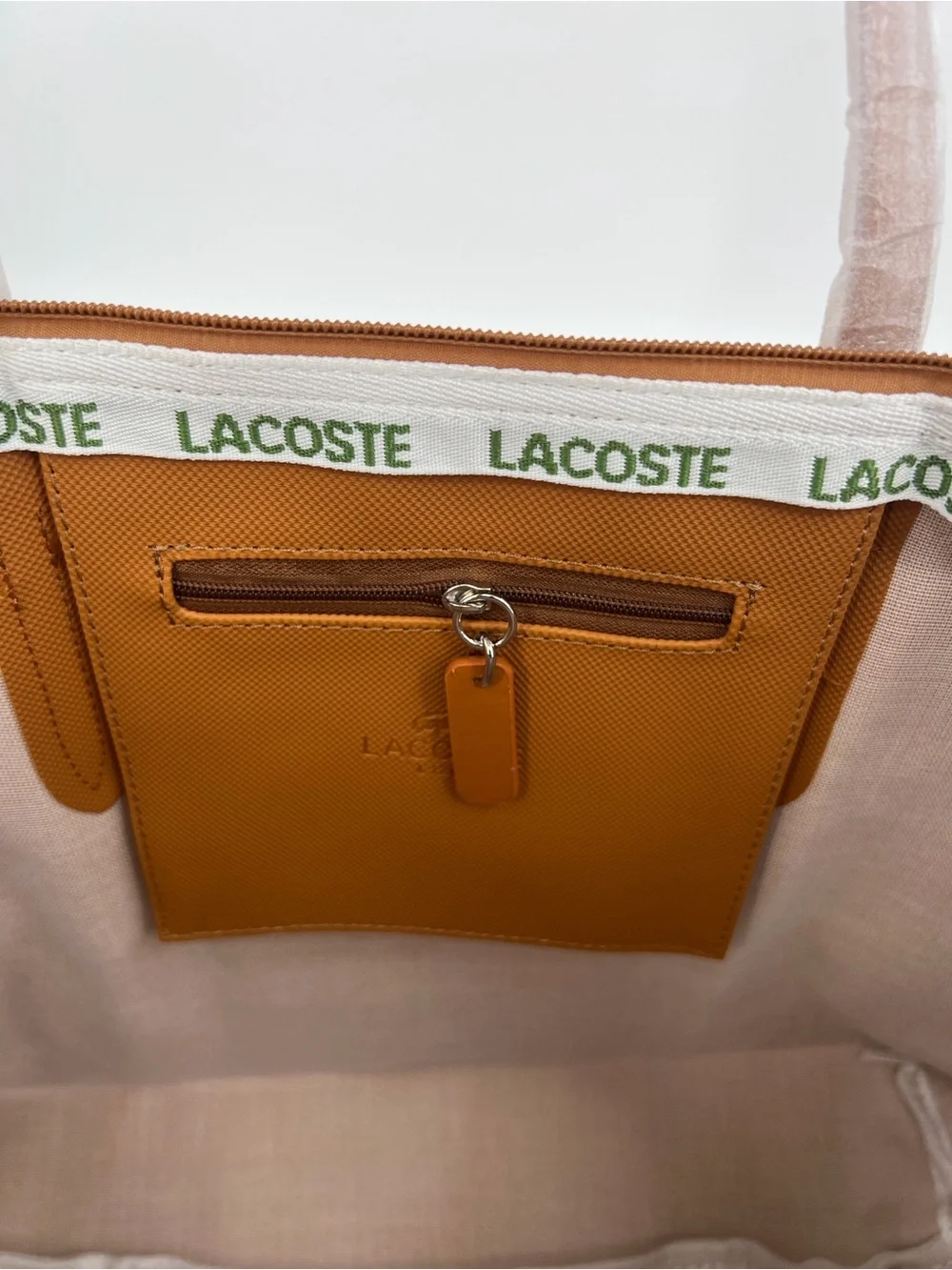 Lacoste Caramel Tote with Signature Crocodile Logo
